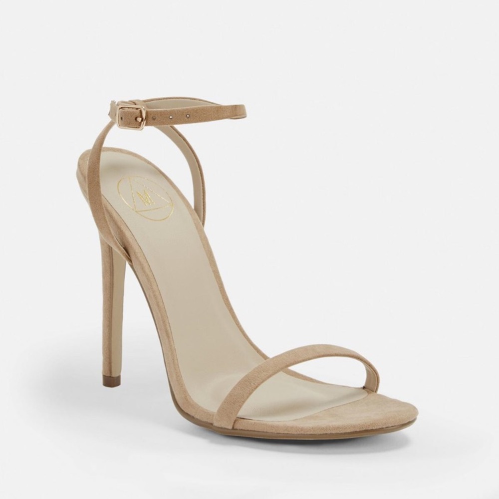 Missguided Nude Suede Barely There Heels